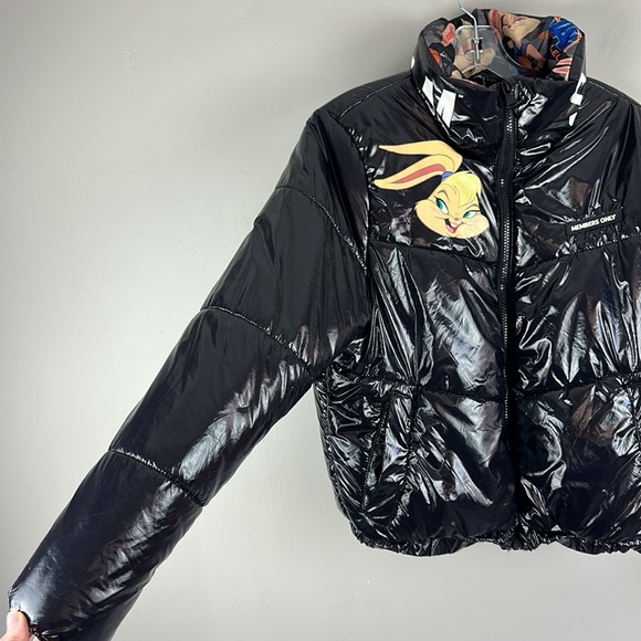 Members Only Space Jam Looney Tunes Black Puffer Jacket Size Large - Picture 6 of 16